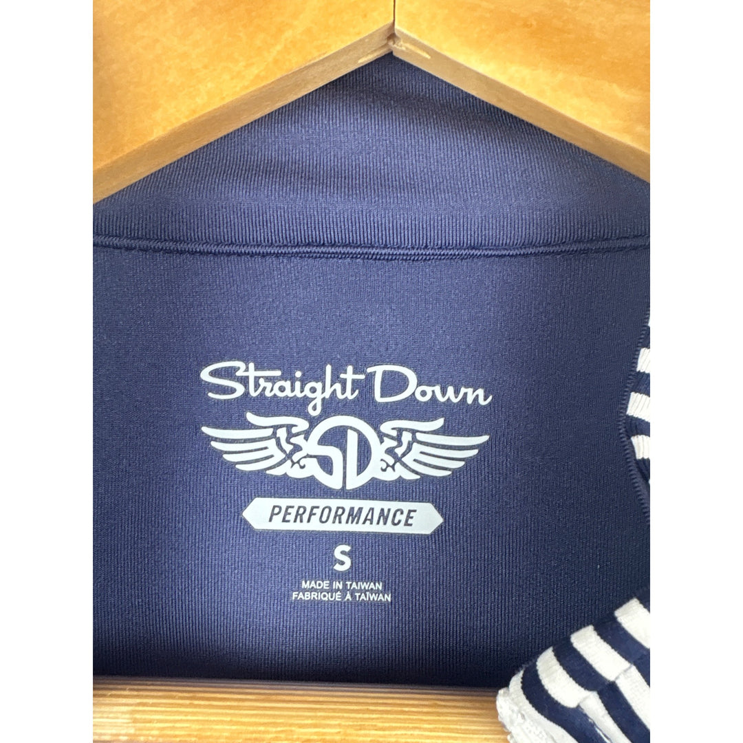 Straight Down Performance Womens Striped Long Sleeve Pullover Small Polyester & Spandex Blend Navy & White