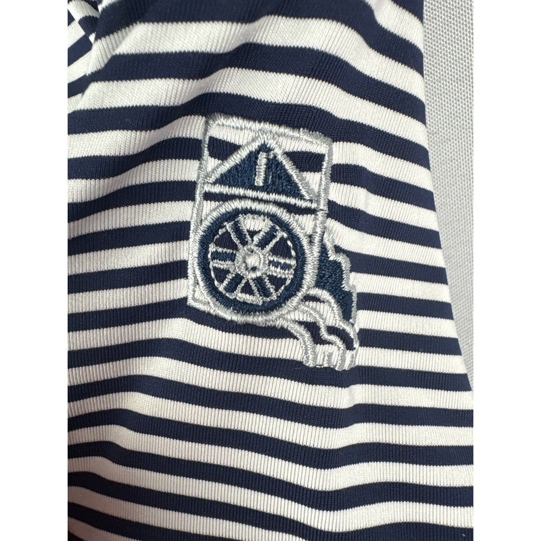 Straight Down Performance Womens Striped Long Sleeve Pullover Small Polyester & Spandex Blend Navy & White