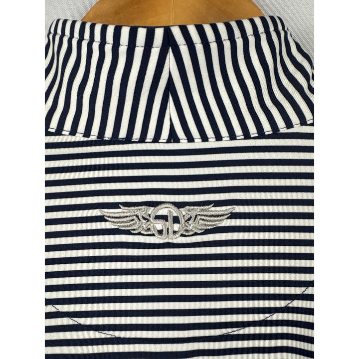 Straight Down Performance Womens Striped Long Sleeve Pullover Small Polyester & Spandex Blend Navy & White