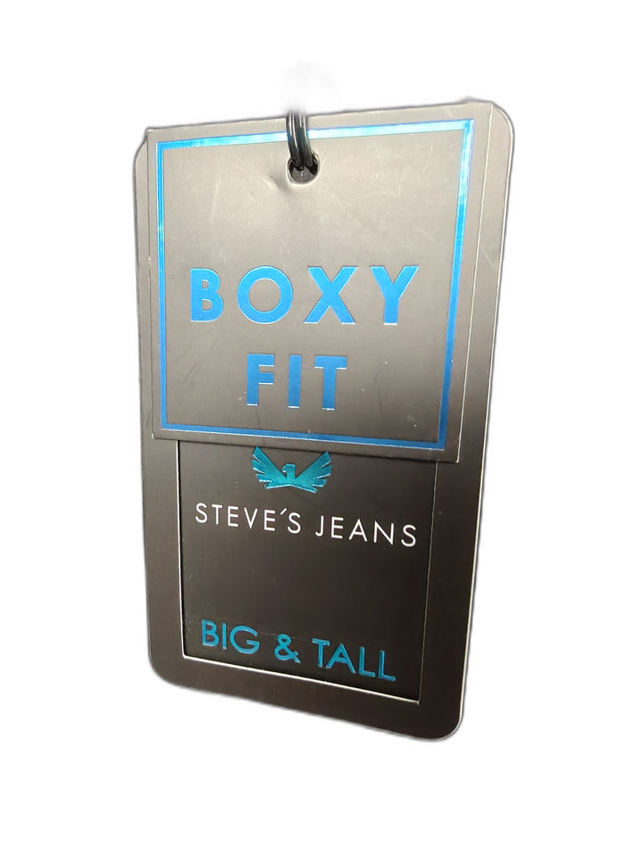 NWT Steve's Jeans Men's 2X Boxy Fit Black Short Sleeve Button Front Shirt Big & Tall