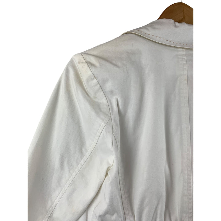 Joan Rivers Womens XS Blazer Jacket White With Taupe Cuffs Made In China