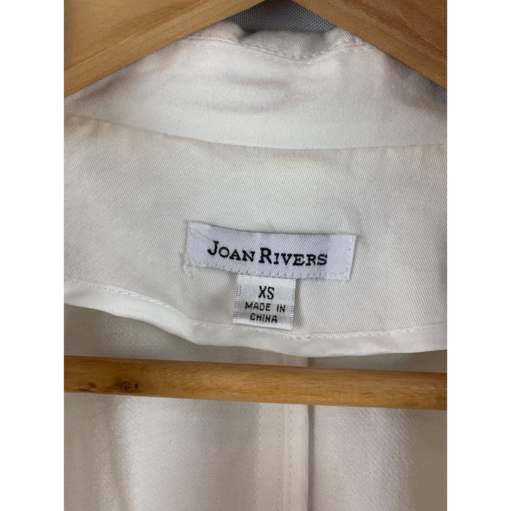 Joan Rivers Womens XS Blazer Jacket White With Taupe Cuffs Made In China