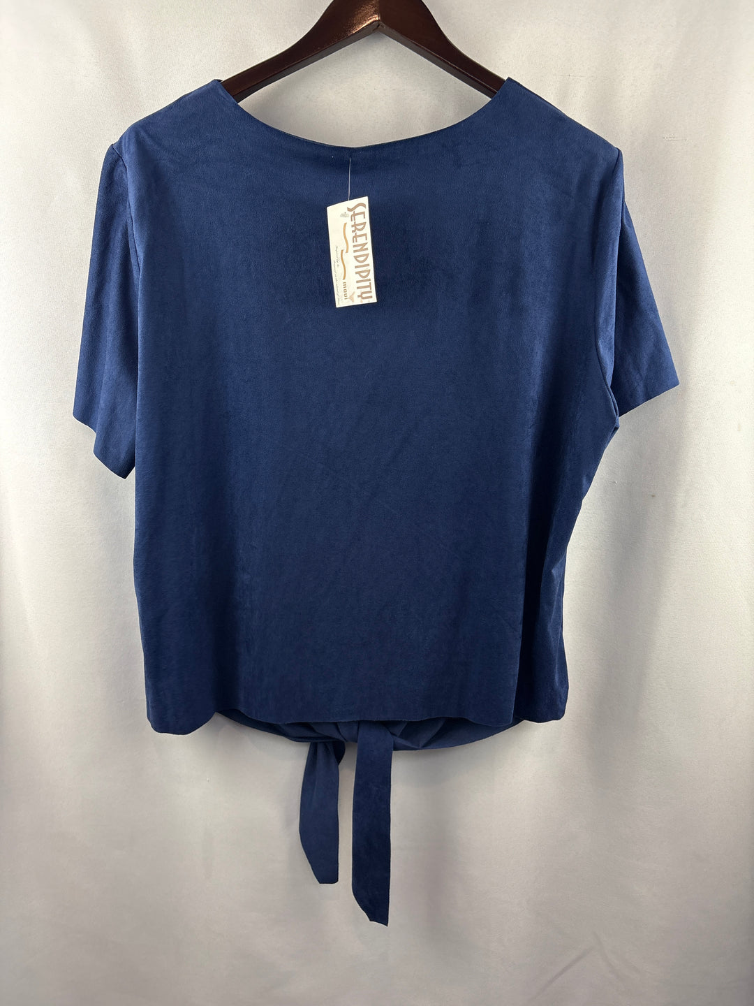Women’s Serendipity XXL Navy Faux Suede Blouse