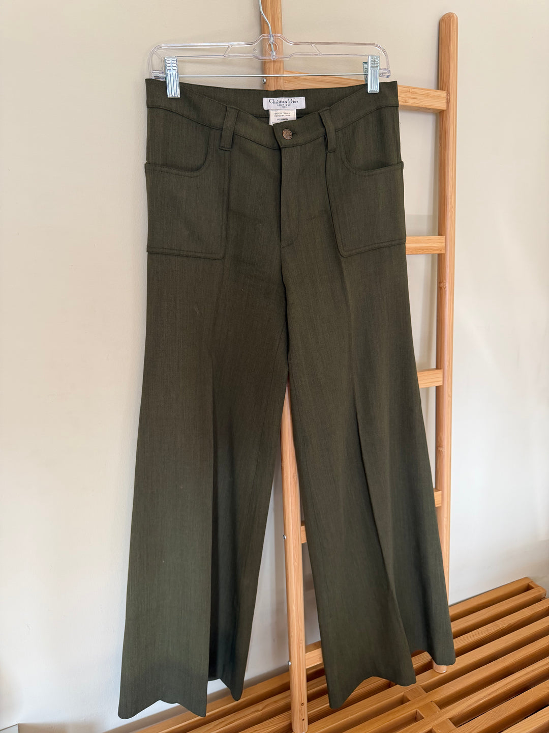 Vintage Christian Dior by John Galliano Olive Wide Leg Pants US 6