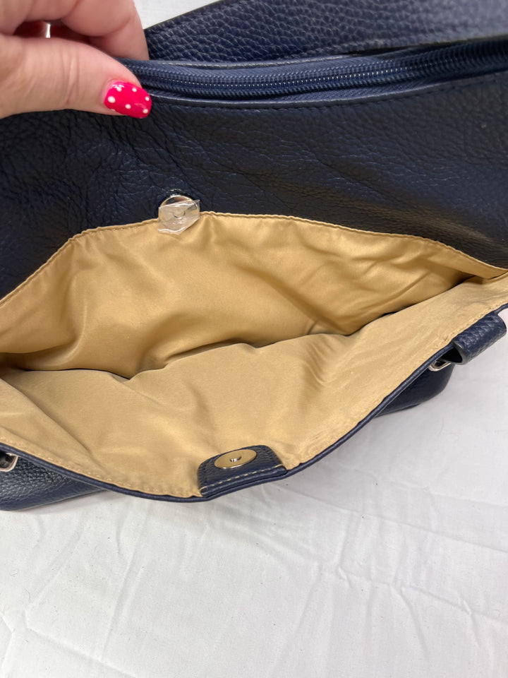 Giani Bernini Bridle Leather Hobo Bag Navy Blue Pebbled Leather Shoulder Purse