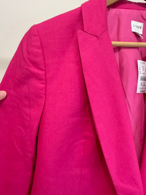 J.Crew Holland Linen‑Blend Pink One‑Button Blazer Sz14 NWT