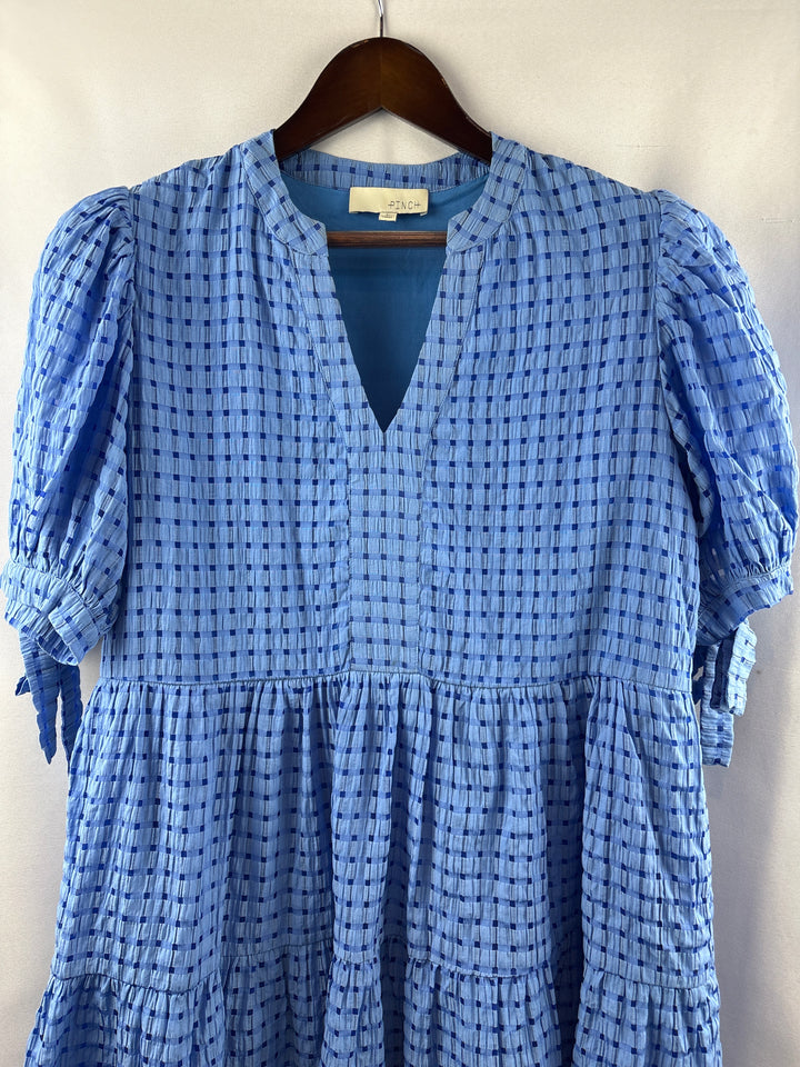 Women’s Pinch Large Cornflower Blue Patterned Babydoll Dress