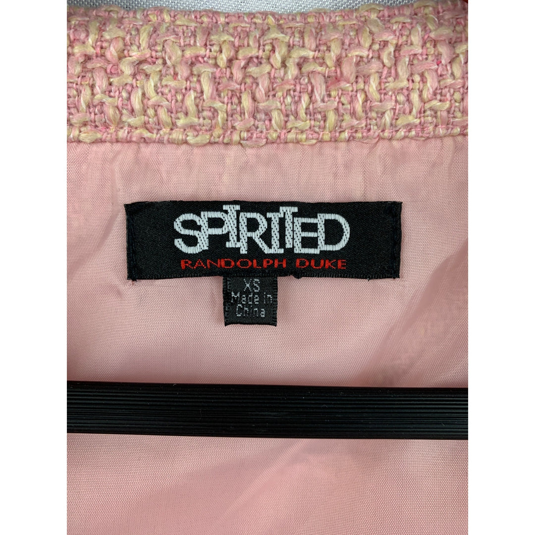 Womens Tweed Sleeveless Moto Vest By Spirited XS Pink
