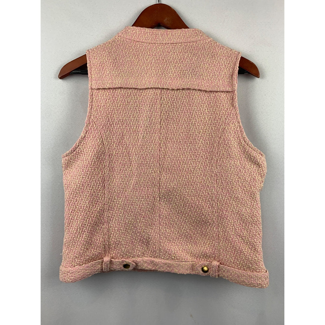 Womens Tweed Sleeveless Moto Vest By Spirited XS Pink