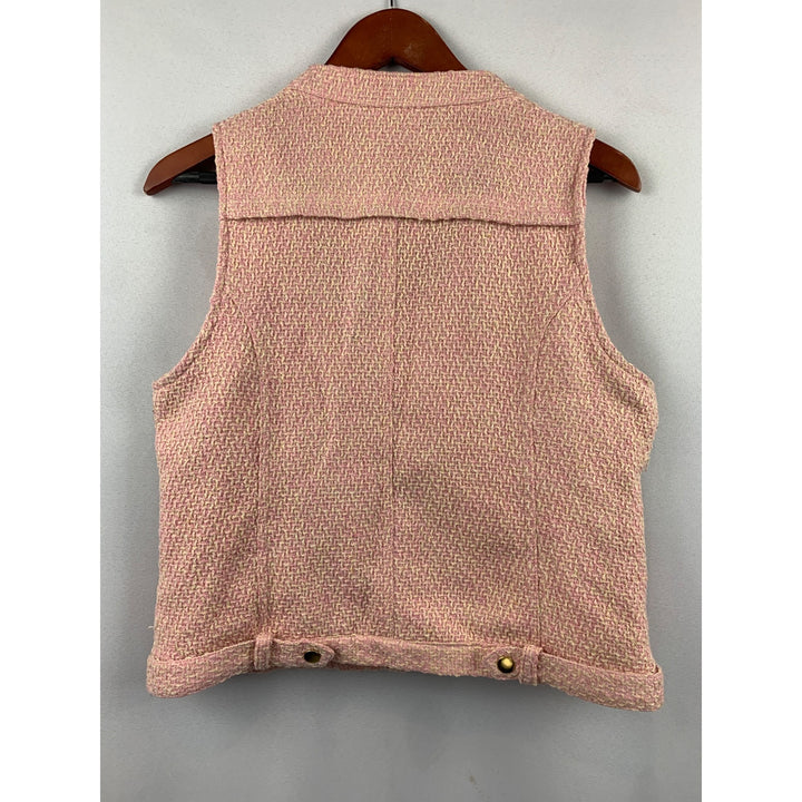 Womens Tweed Sleeveless Moto Vest By Spirited XS Pink