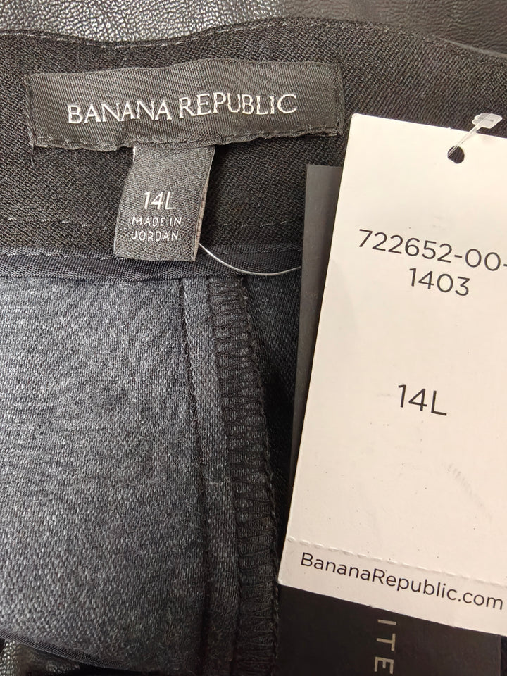 Womens Banana Republic Faux Leather Pants Black Size 14L NWT