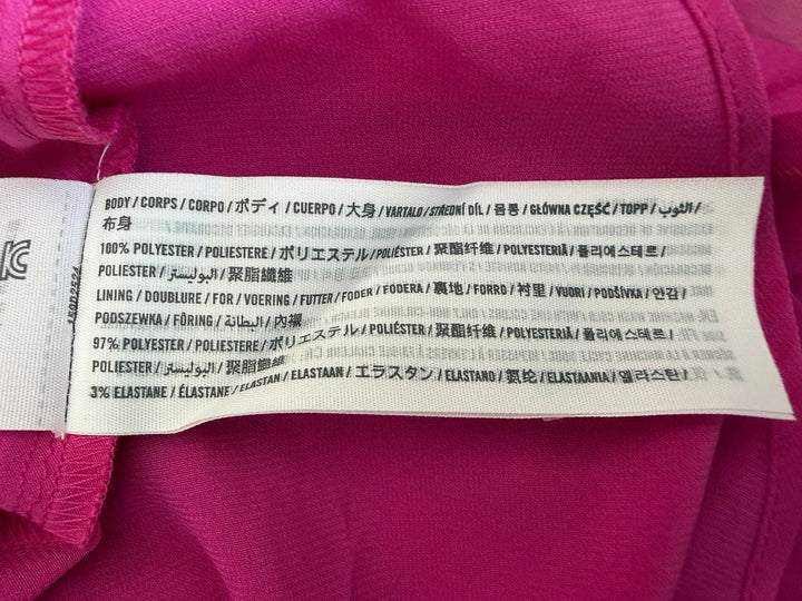 Abercrombie & Fitch Women's Fuchsia Barbie Pink Adjustable Straps Ruffle Asymmetrical Hem Mini Dress, size S