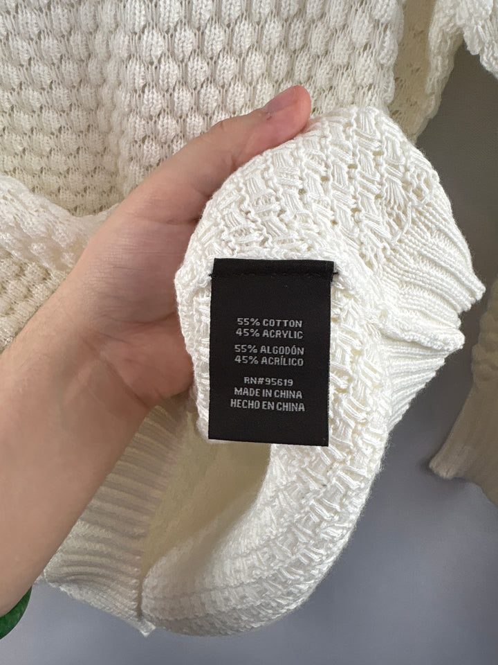 Women’s Fever Medium Cream Knit Scoopneck Sweater