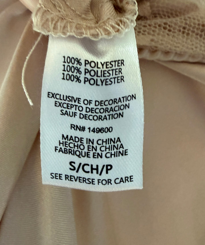 FLORA by Flora Nikrooz Women's Stella gown almond slip dress with padded bust and lace neckline detail, size M