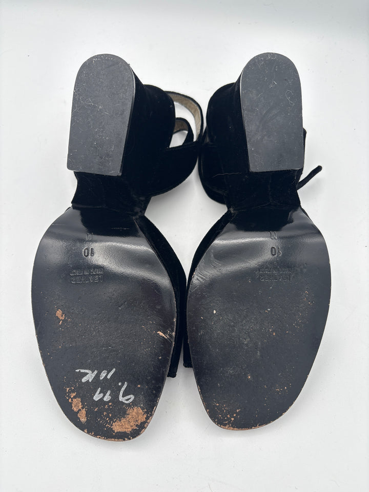 Women’s Yves Saint Laurent Size 10 Black Velvet Strappy Heels