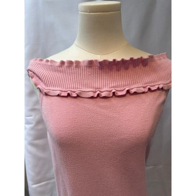 INC Pretty Pink Frilly Off Shoulder Sleeveless Sweater Size L