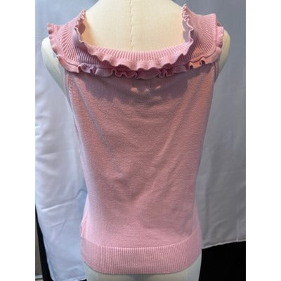 INC Pretty Pink Frilly Off Shoulder Sleeveless Sweater Size L