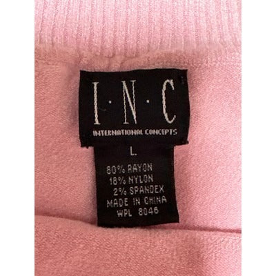 INC Pretty Pink Frilly Off Shoulder Sleeveless Sweater Size L