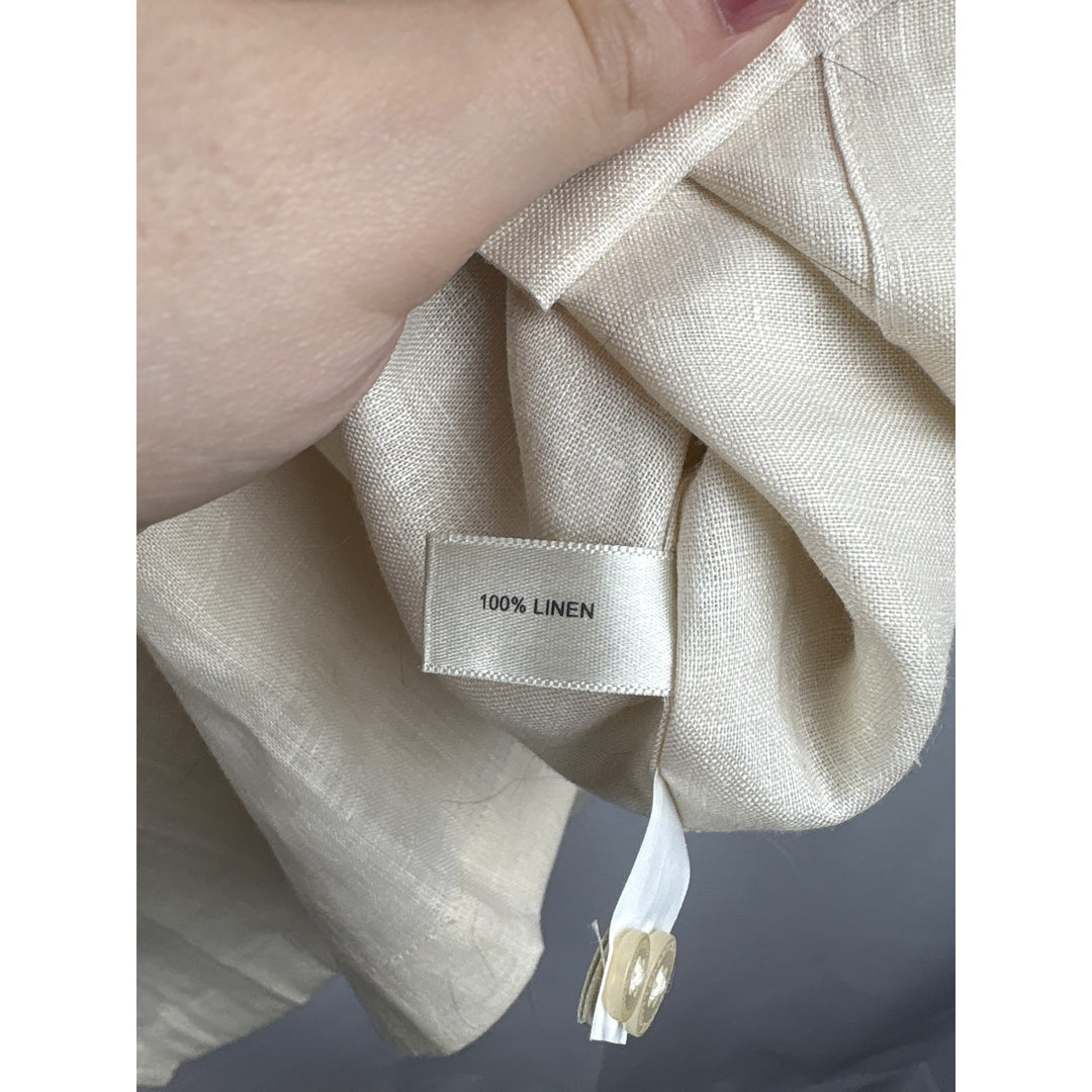 Men’s Cutter & Buck Large Cream Short Sleeve Linen Button Up