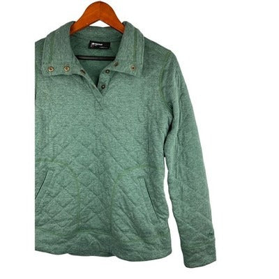 Women’s Marmot Green Quilted Pullover, Polyester Blend - Size S