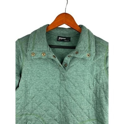 Women’s Marmot Green Quilted Pullover, Polyester Blend - Size S