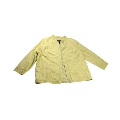 Women's Maggie Barnes Yellow Pattern Button Jacket - 1X