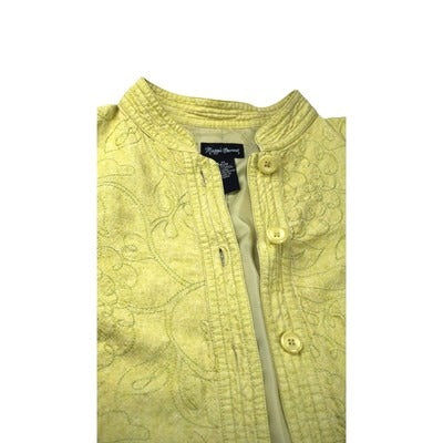 Women's Maggie Barnes Yellow Pattern Button Jacket - 1X
