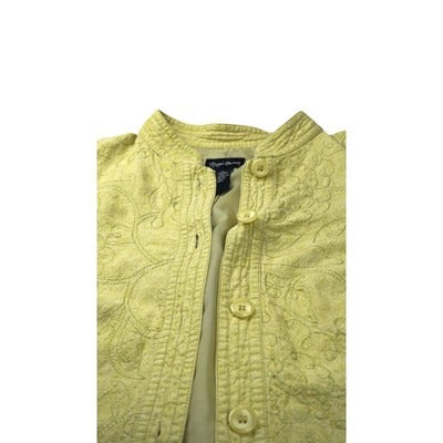 Women's Maggie Barnes Yellow Pattern Button Jacket - 1X