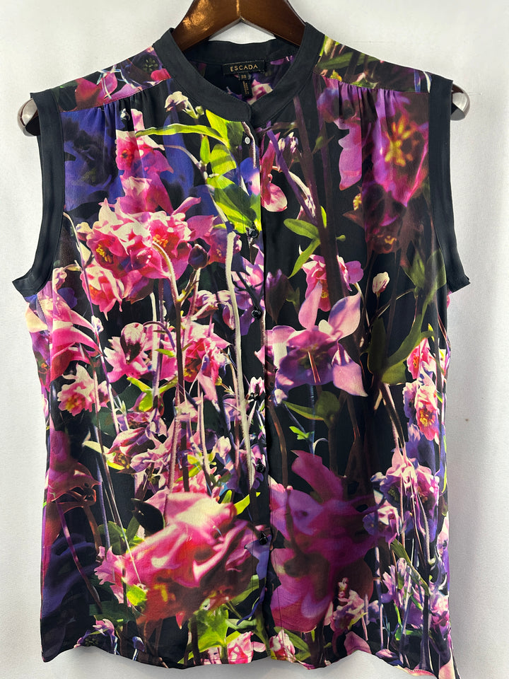 Women’s Escada Floral Sleeveless Blouse Size 38 US 8