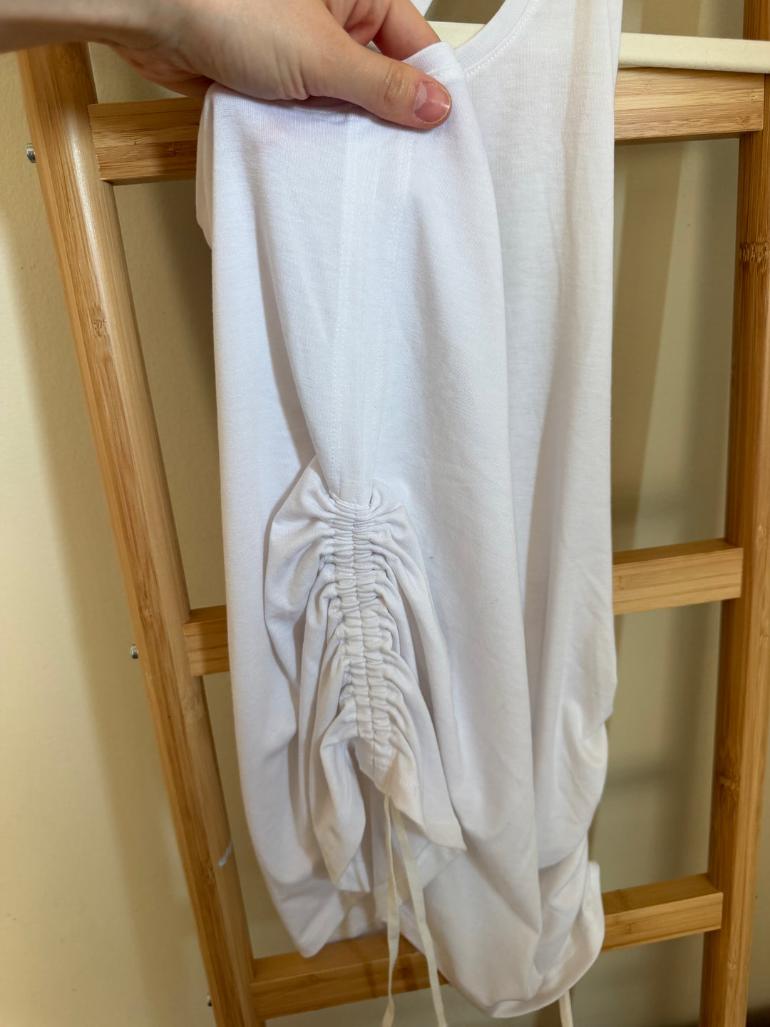 Athleta White Ruched Side Racerback Tank Top XS