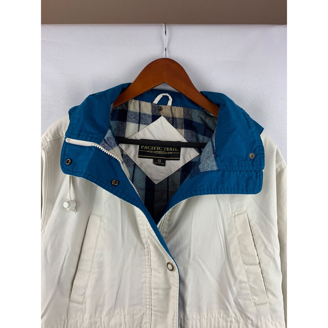 Pacific Trail Womens Vintage Beige & Blue Hooded Jacket S