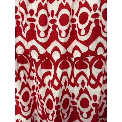 Ashley Stewart Red & White Sleeveless Dress Size 16 - 100% Cotton With Polyester Lining Made In China Geometric Pattern