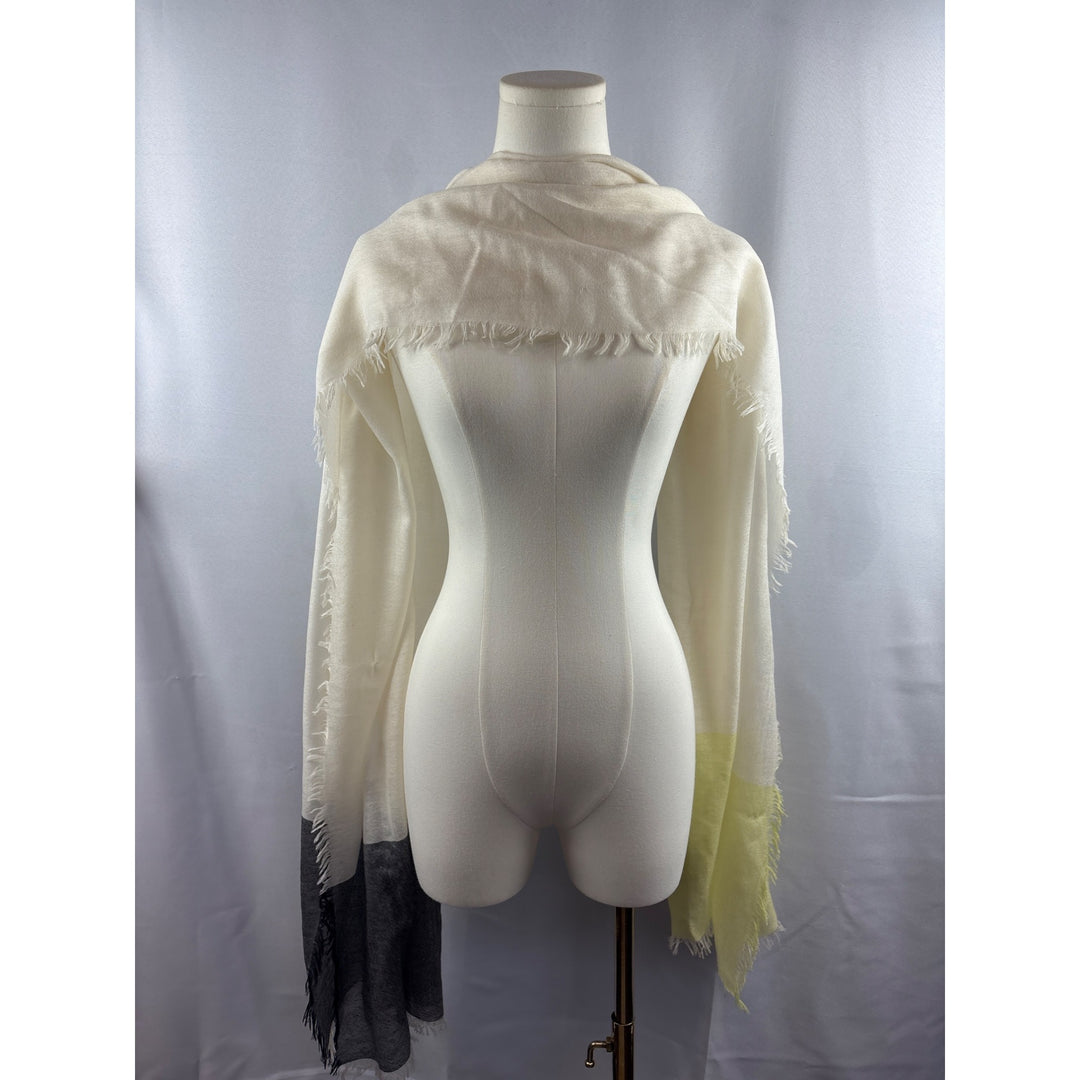 Colorblock Soft Cashmere-Blend Scarf With Fringe Edges