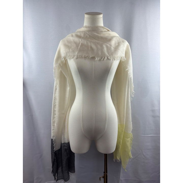 Colorblock Soft Cashmere-Blend Scarf With Fringe Edges