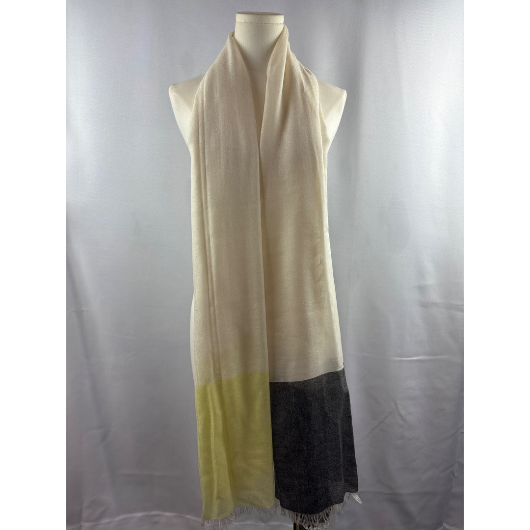 Colorblock Soft Cashmere-Blend Scarf With Fringe Edges