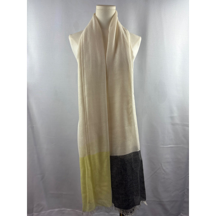 Colorblock Soft Cashmere-Blend Scarf With Fringe Edges
