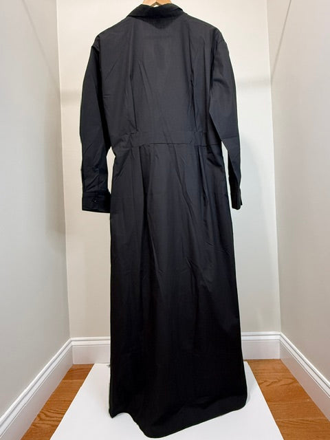 Black Maxi Shirt Dress Long Sleeve Pockets NWT SzXL