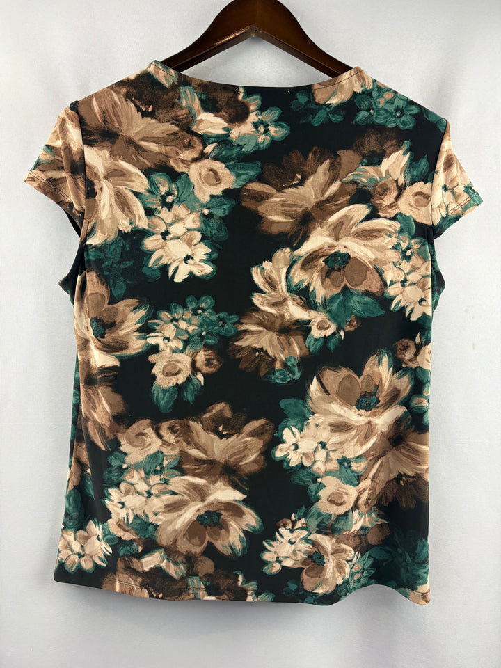 Women’s Kasper Large Black Short Sleeve Floral Blouse