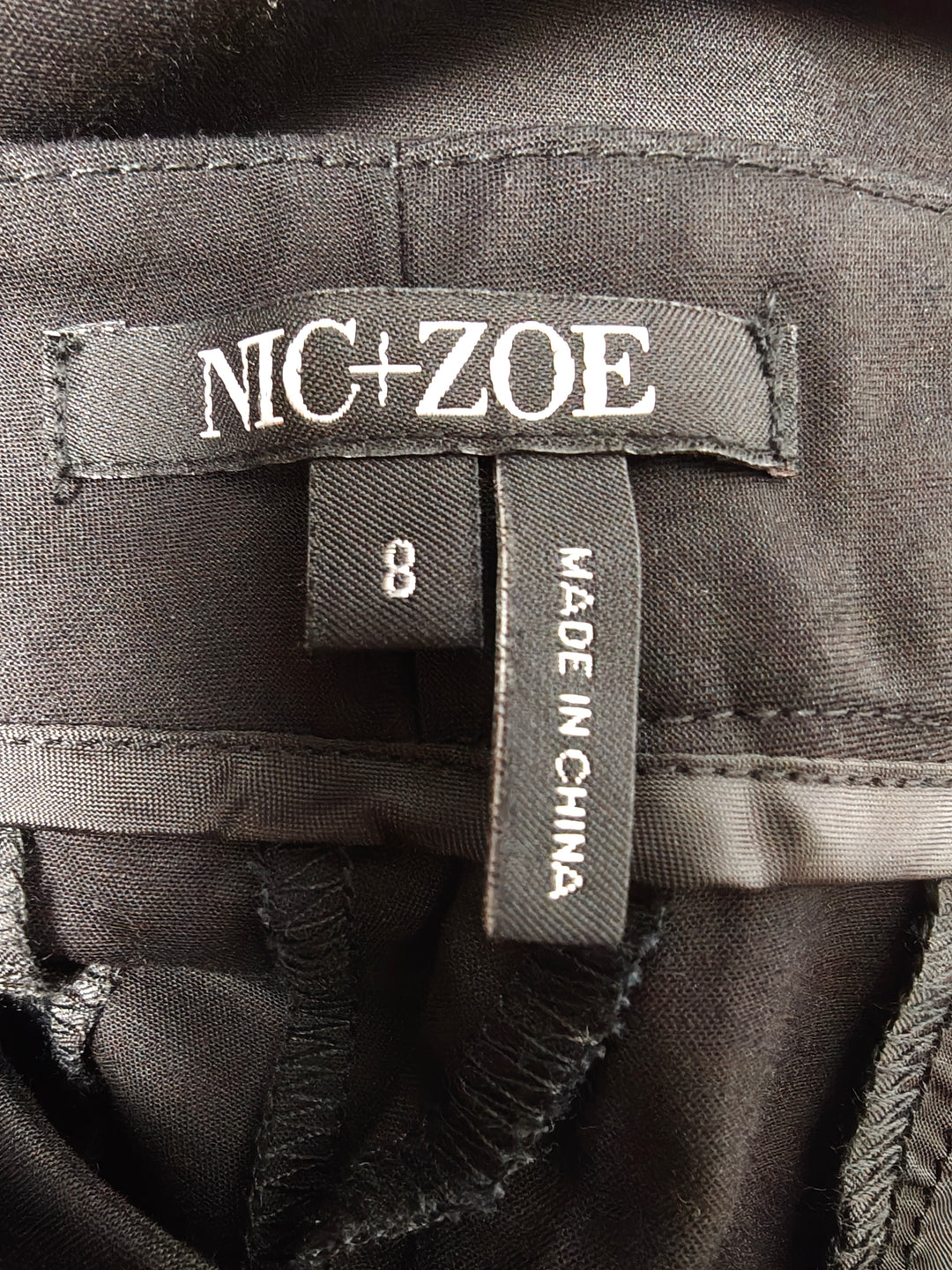 Womens NIC+ZOE Perfect Straight Leg Pants Black Size 8 NWT