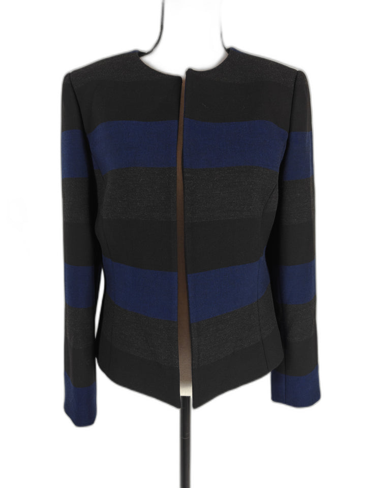 Womens Tahari Arthur S Levine Blazer Black Blue Size 4P