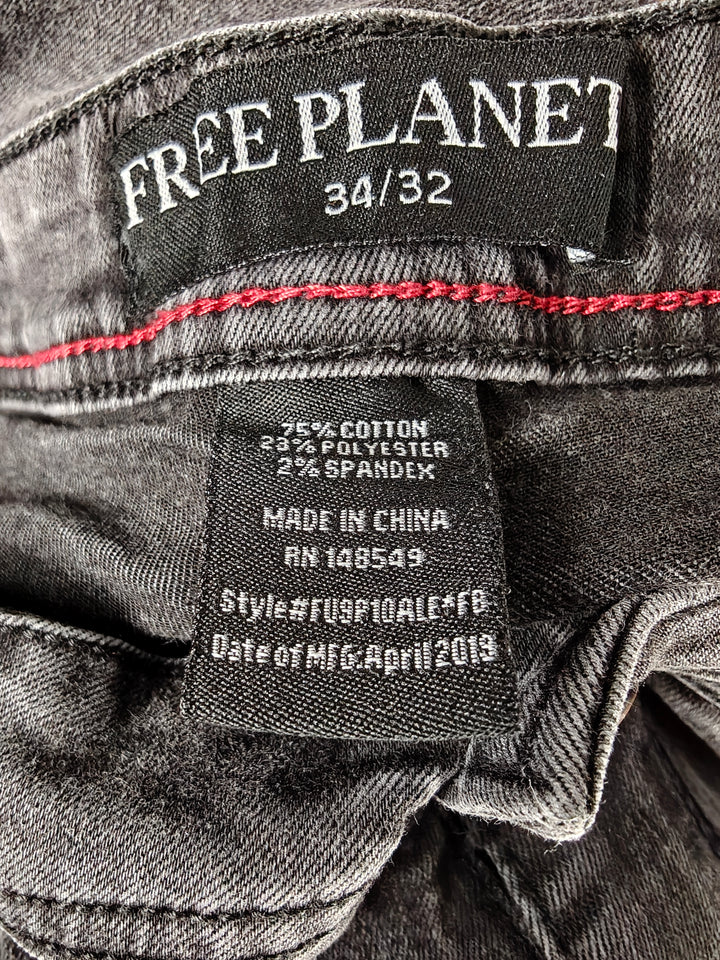 Mens Free Planet Straight Jeans Black 34x32