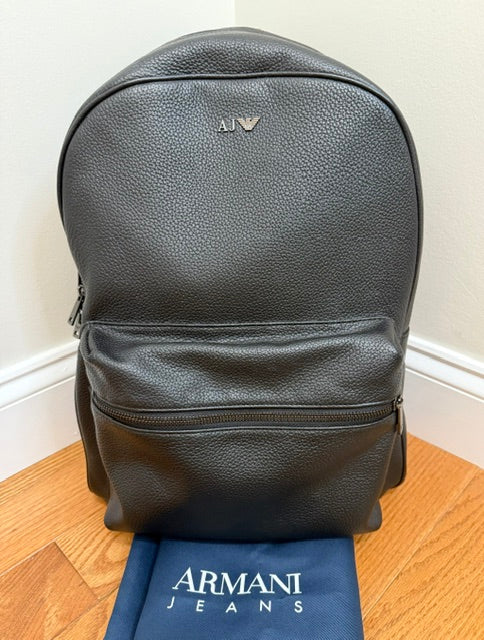 Authentic Armani Jeans Black Leather Backpack – Luqsee