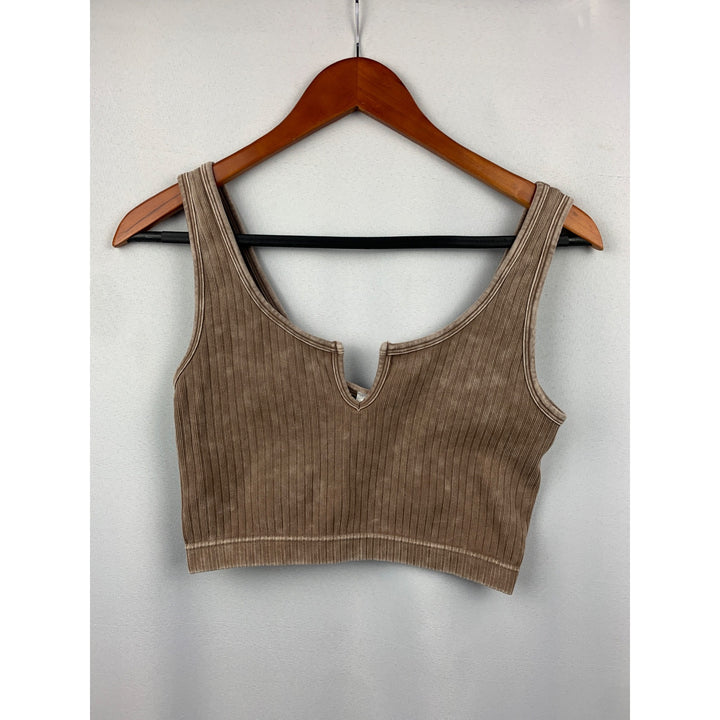 Women’s Zenana Brown Acid Washed Bra Size S/M