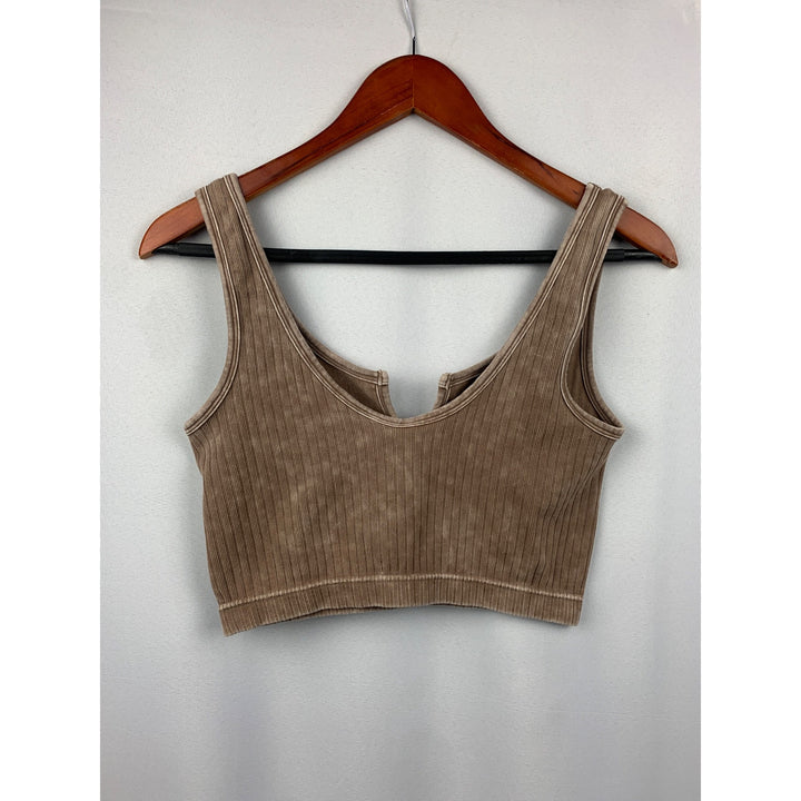 Women’s Zenana Brown Acid Washed Bra Size S/M