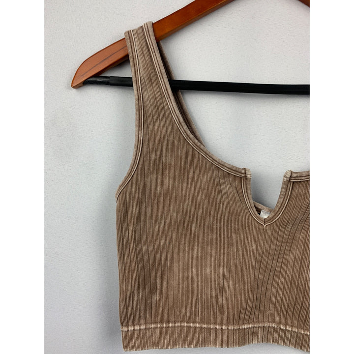 Women’s Zenana Brown Acid Washed Bra Size S/M