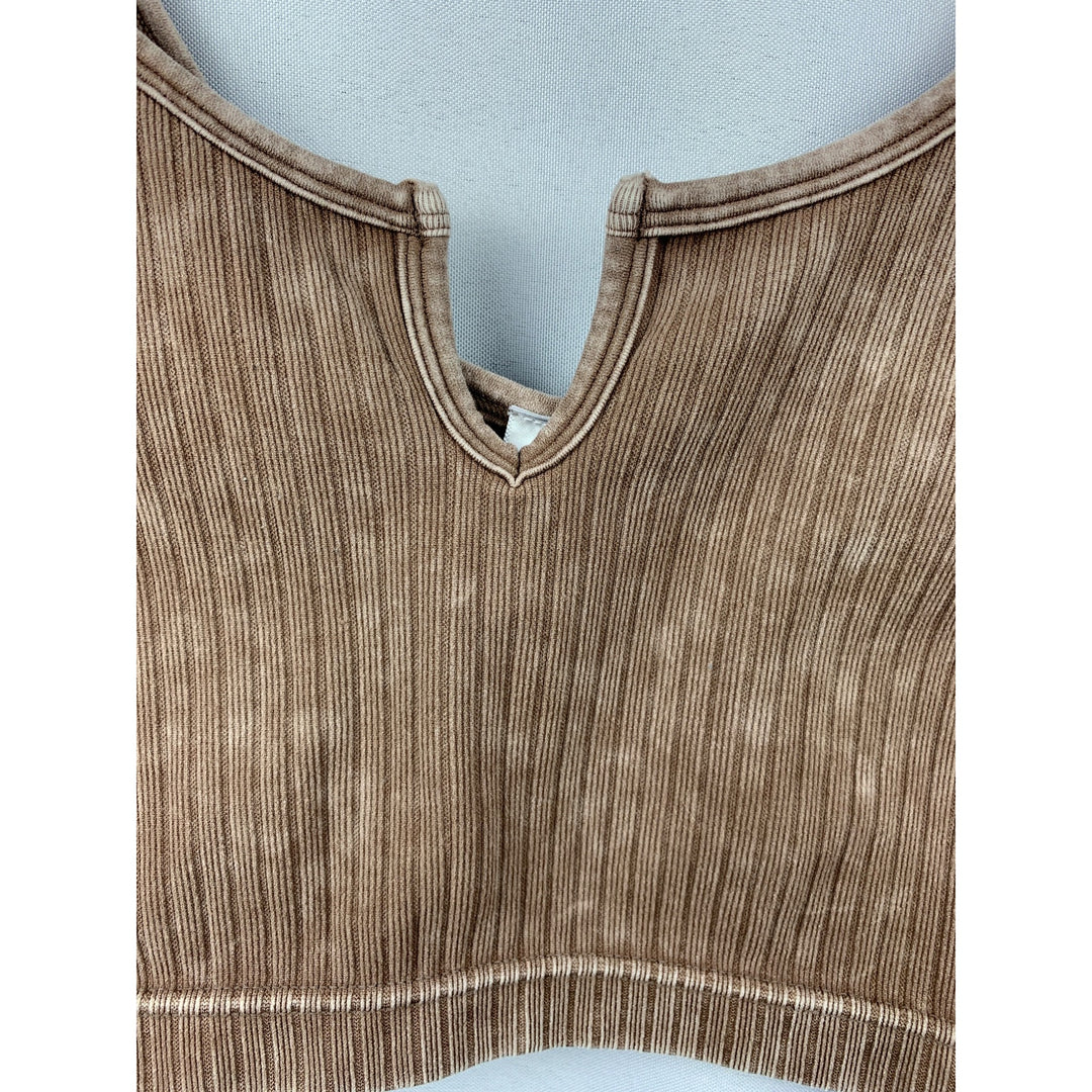 Women’s Zenana Brown Acid Washed Bra Size S/M