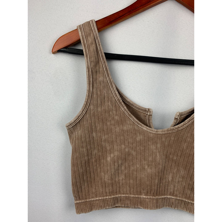 Women’s Zenana Brown Acid Washed Bra Size S/M