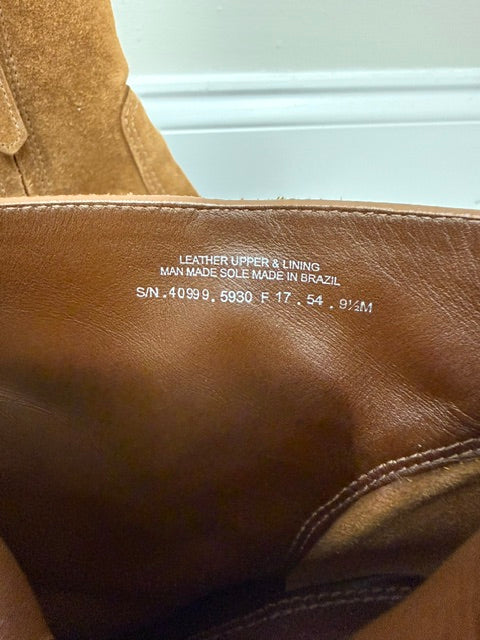 Tory Burch Sofia Lug Sole Suede Booties Festival Brown Sz9.5