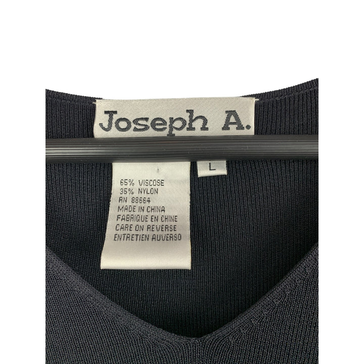 Joseph A. Womens Black Sleeveless Beaded Trim Knit Top L
