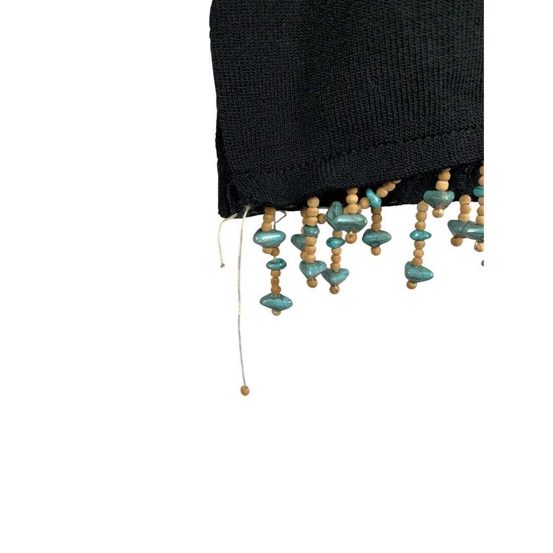 Joseph A. Womens Black Sleeveless Beaded Trim Knit Top L